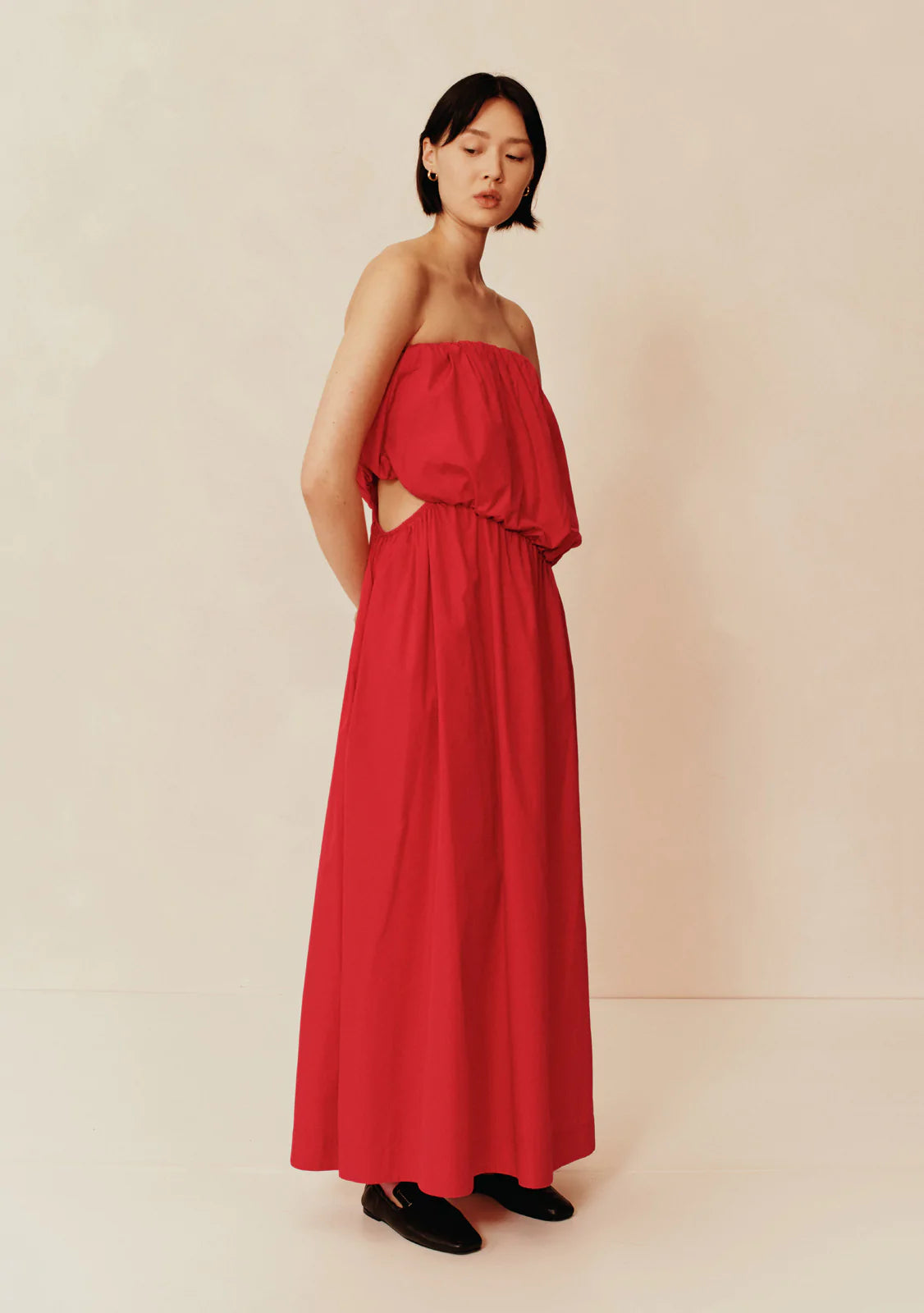 Strapless Cotton Dress with Cut Out - Ruby - RNTR