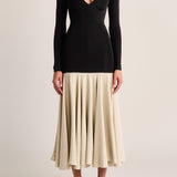 Aloe V Midi Dress - Black/Oyster