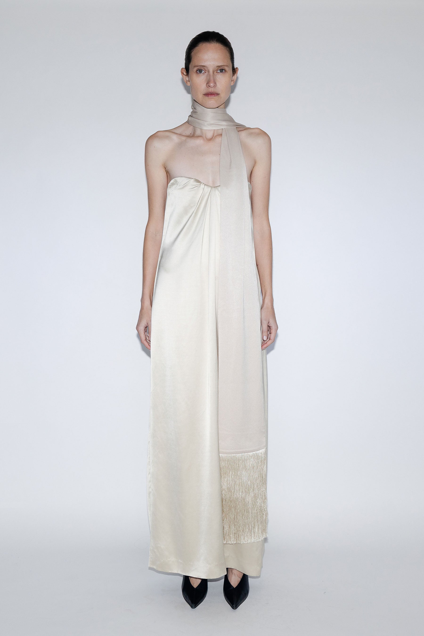 Cartia Fringe Scarf - Oyster