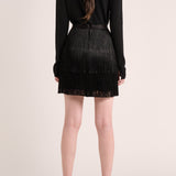 Cinca Fringe Mini Skirt - Black