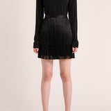 Cinca Fringe Mini Skirt - Black