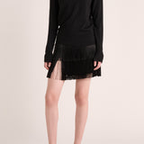 Cinca Fringe Mini Skirt - Black