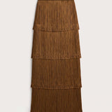 Cinca Fringe Maxi Skirt - Olive Brass