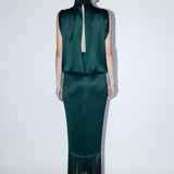 Eros Fringe Dress - Dark Emerald