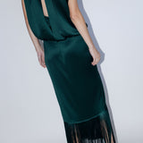 Eros Fringe Dress - Dark Emerald