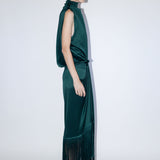 Eros Fringe Dress - Dark Emerald