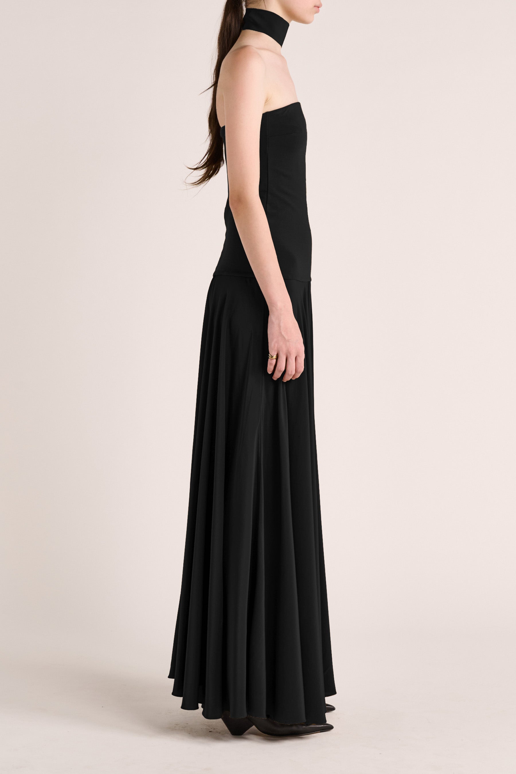 Illi Tie Strapless Maxi Dress - Black