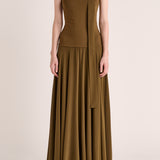 Illi Tie Strapless Maxi Dress - Olive