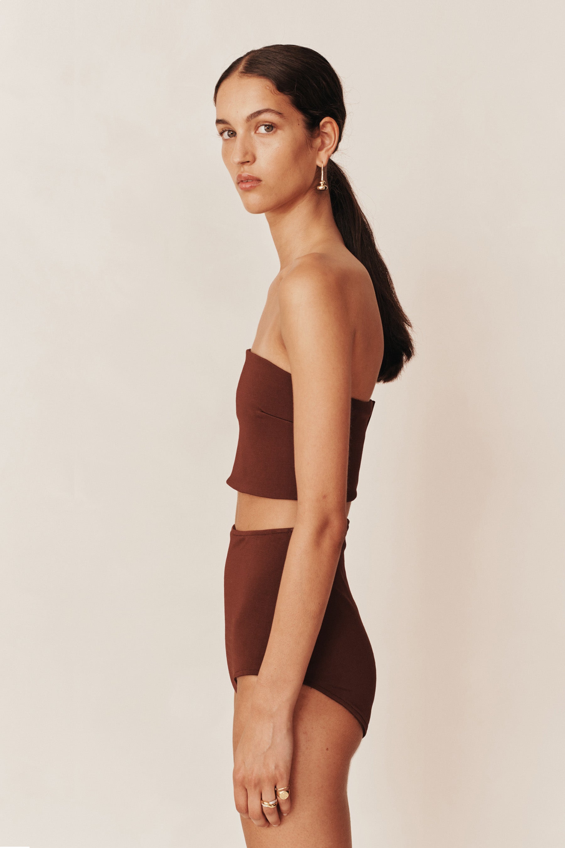 Knit High Waisted Brief - Light Java