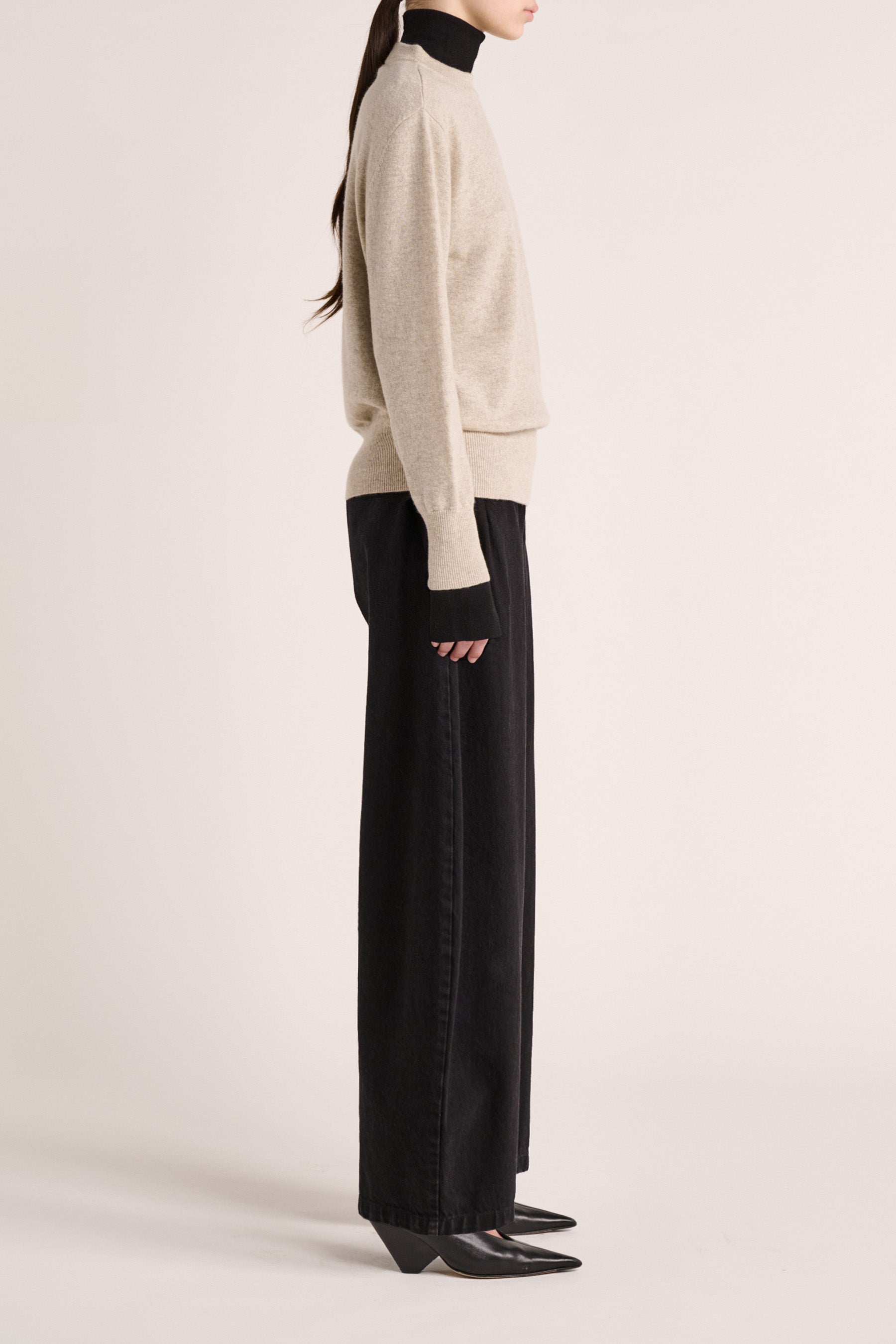 Mari Cashmere Crew Sweater - Oat Marle