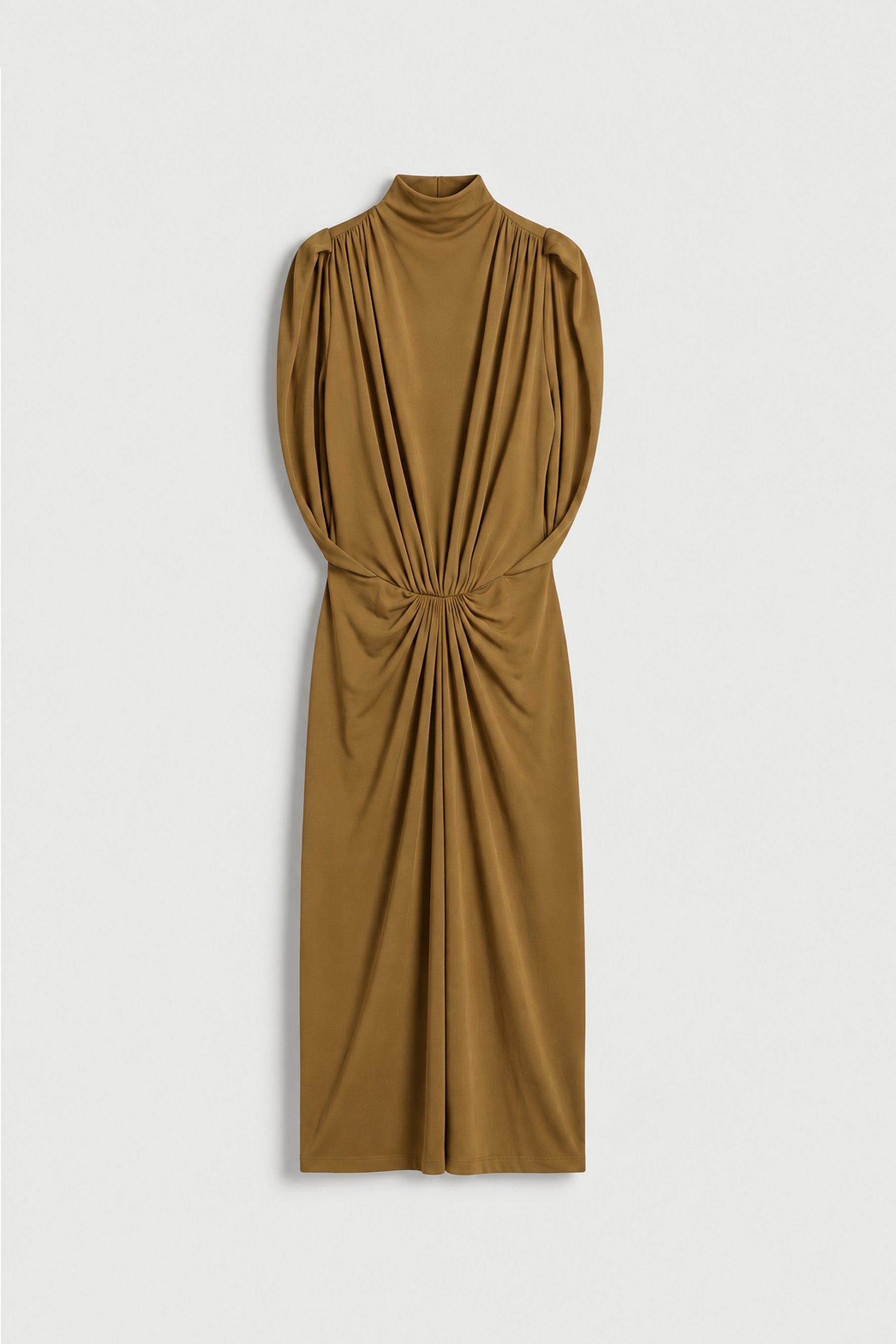 Solina Cape Dress - Olive Ochre