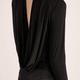 Solina Sleeve Cowl Top - Black
