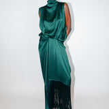 Eros Fringe Dress - Dark Emerald