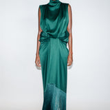 Eros Fringe Dress - Dark Emerald