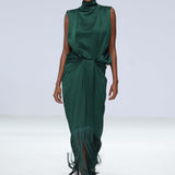 Eros Fringe Dress - Dark Emerald