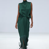 Eros Fringe Dress - Dark Emerald
