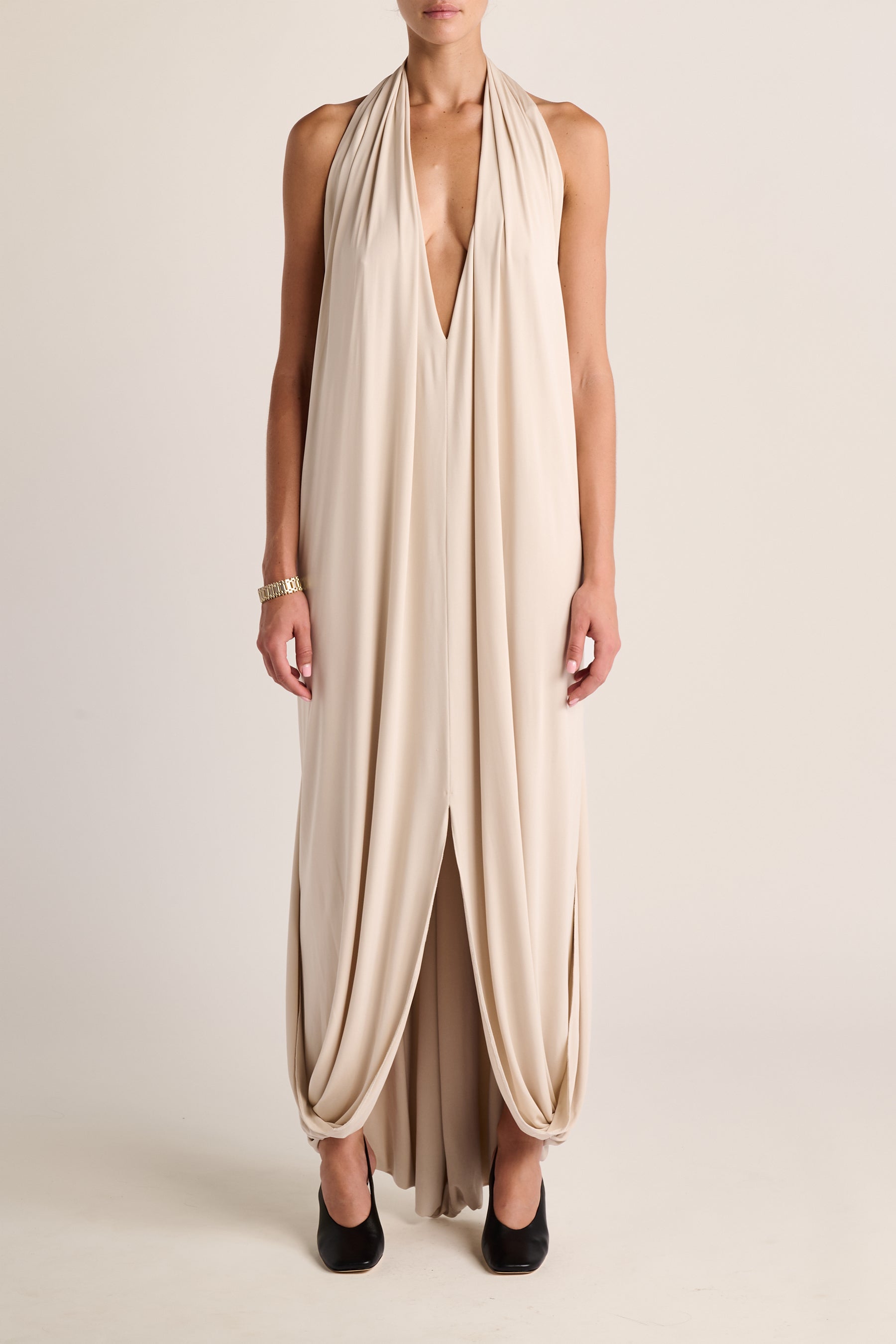 Solina Halter Dress - Oyster