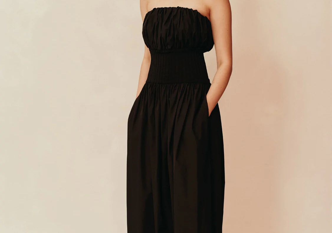 Strapless Cotton Rib Dress - Black - RNTR